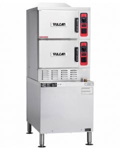 Vulcan C24GA10-DLX 10 Pan Liquid Propane Floor Steamer with Cabinet Base and Professional Controls - 125,000 BTU
