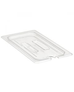 Cambro 30CWCHN Food Pan Lid - Camwear - Polycarbonate - Clear - Notched Cover with Handle
