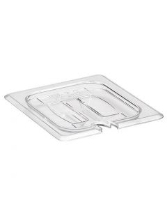 Cambro 60CWCHN Food Pan Lid - Camwear - Polycarbonate - Clear - Notched Cover with Handle