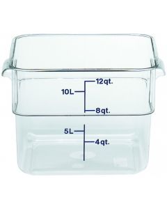 12 Qt Cambro Food Storage Container - Square - Camwear - Polycarbonate - Clear - 12SFSCW