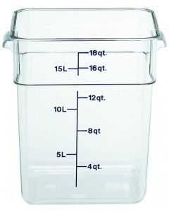 18 Qt Cambro Food Storage Container - Square - Camwear - Polycarbonate - Clear - 18SFSCW