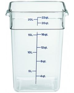 22 Qt Cambro Food Storage Container - Square - Camwear - Polycarbonate - Clear - 22SFSCW