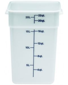 22 Qt Cambro Food Storage Container - Square - Camwear -- Poly - White - 22SFSP