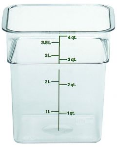 4 Qt Cambro Food Storage Container Square Camwear -Poly Clear 4SFSCW
