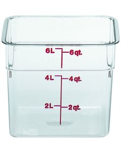 6 Qt Cambro Food Storage Container Square Camwear Poly-Clear 6SFSCW