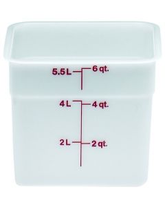 6 Qt Cambro Food Storage Container - Square - Camwear -- Poly - White - 6SFSP