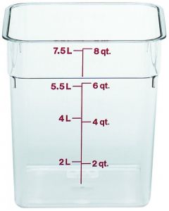 8 Qt Cambro Food Storage Container - Square - Camwear - Polycarbonate - Clear - 8SFSCW