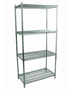 Zanduco 24" Depth Heavy Duty Commercial Chrome Shelf Set - Shelves & Posts with Levelers