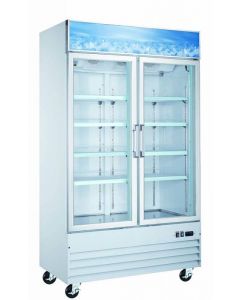 Zanduco 49" 2-Door Swing Glass Merchandiser Freezer - White 29 cu. Ft.