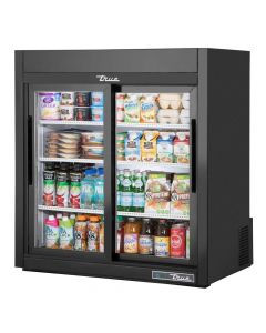 True GDM-09-SQ-HC-LD Countertop Two Section Display Refrigerator with Sliding Doors - 9 cu. ft.