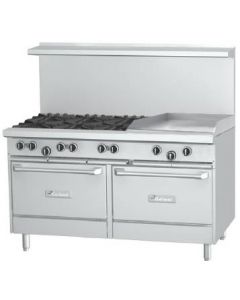 Garland G60-6G24RR G Series 60" Gas Range with 24" Raised Griddle, 6 Burners and 2 Ovens - 310,000 BTU