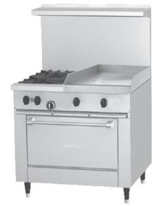 Garland X36-2G24R Sunfire™ X Series 36" Gas Restaurant Range with 24" Griddle, 2 Burners and 26" Oven - 129,000 BTU