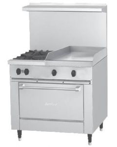 Garland X36-2G24S Sunfire™ X Series 36" Gas Restaurant Range with 24" Griddle, 2 Burners and Storage Base - 96,000 BTU