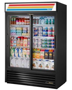 True GDM-47-HC-LD Glass Slide Door Refrigerator with LED Lighting