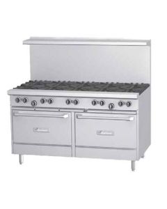 Garland GFE60-6G24RR Natural Gas 6 Burner 60" Range with Flame Failure Protection and Electric Spark Ignition, 24" Griddle, and 2 Standard Ovens - 268,000 BTU