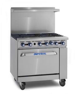 Imperial IR-6 36" 6 Open Burners - (1) 26.5" Wide Oven