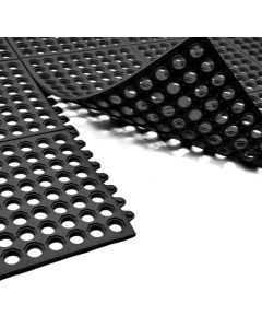 Omcan Black Anti-Fatigue Mat with Interlocking Edges, 3' x 3'