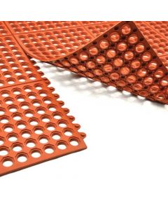 Omcan Terracotta Anti-Fatigue Mat with Interlocking Edges, 3' x 3'