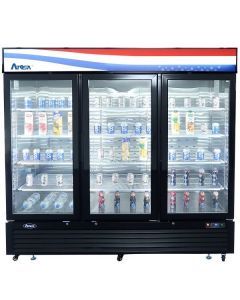 Atosa MCF8728GR 82" Bottom Mount Three Glass Door Reach In Merchandiser Freezer