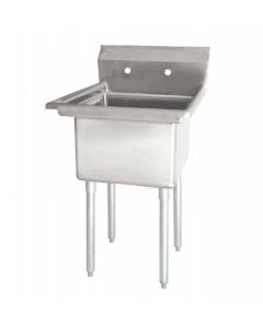 Zanduco 18-Gauge Stainless Steel 24" X 24" X 14" One Tub Sink with 1.8" Corner Drain and No Drain Board