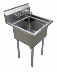 Zanduco 18-Gauge Stainless Steel One Tub Sink with 1.8" Corner Drain - Drainboard options available