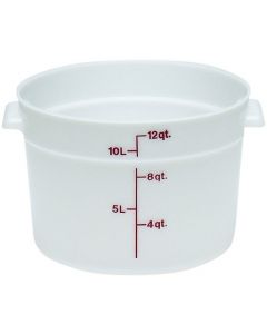 Cambro 12 Qt Food Storage Container - Round- Camwear -- Poly - White - RFS12