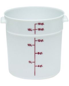 Cambro 18 Qt Food Storage Container - Round- Camwear -- Poly - White - RFS18