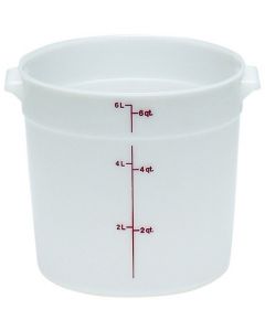 Cambro 6 Qt Food Storage Container - Round- Camwear -- Poly - White - RFS6