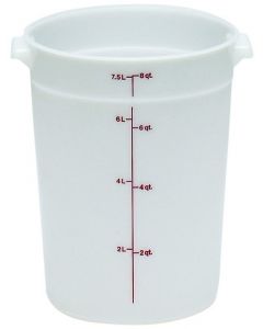 Cambro 8 Qt Food Storage Container - Round- Camwear -- Poly - White - RFS8