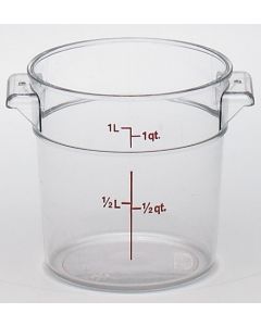 Cambro 1 Qt Food Storage Container - Round - Camwear - Polycarbonate - Clear - RFSCW1