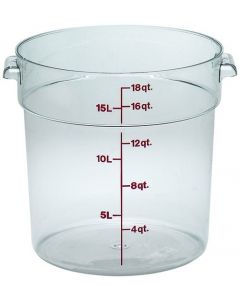 Cambro 18 Qt Food Storage Container - Round - Camwear - Polycarbonate - Clear - RFSCW18