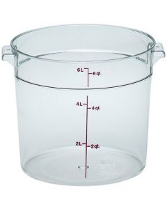 Cambro 6 Qt Food Storage Container - Round - Camwear - Polycarbonate - Clear - RFSCW6