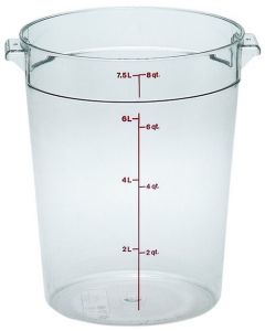 Cambro 8 Qt Food Storage Container - Round - Camwear - Polycarbonate - Clear - RFSCW8
