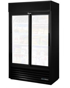 True GDM-41SL-HC-LD 47" Black Sliding Frosted Glass Door Merchandiser