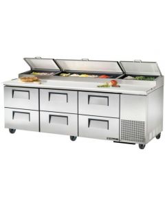 True TPP-AT-93D-6-HC 93" Six Drawer Refrigerated Pizza Prep Table