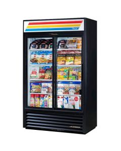 True GDM-41SL-HC-LD 47" Black Sliding Glass Door Merchandiser