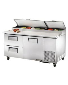True TPP-AT-67D-HC-2 67" Pizza Prep Table with One Door/Two Drawers