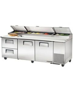 True TPP-AT-93D-2-HC 93" Pizza Prep Table with Two Doors/Two Drawers