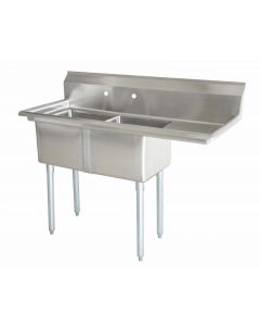 Zanduco 18-Gauge Stainless Steel 18" X 18" X 11" Two Tub Sink with 1.8" Corner Drain and Right Drain Board