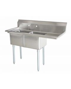 Zanduco 18-Gauge Stainless Steel 18" X 21" X 14" Two Tub Sink with 1.8" Corner Drain and Right Drain Board