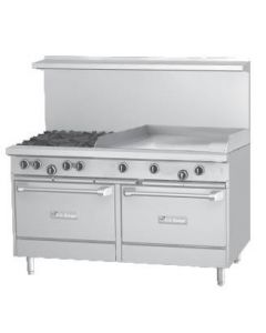 Garland U60-4G36RR U Series 60" Gas Restaurant Range with 36" Griddle, 4 Burners and 2 Ovens - 255,000 BTU