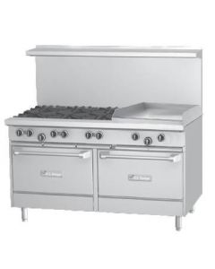 Garland U60-6G24RR U Series 60" Gas Restaurant Range with 24" Griddle, 6 Burners and 2 Ovens