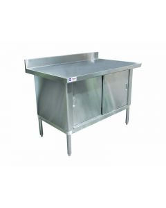 Omcan Worktable Cabinet - 30" x 60" with 3" Overhangs and 4" Backsplash