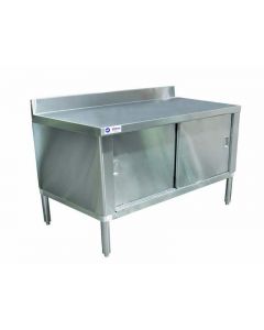 Omcan Worktable Cabinet 30" x 72" with 4" Backsplash - Flush Edge
