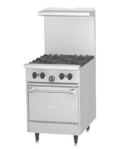 Garland X24-4L Sunfire™ X Series 24" Gas Restaurant Range with 4 Burners and Space Saver Oven - 145,000 BTU