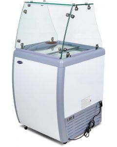 Zanduco 26" Ice Cream Dipping Cabinet / Freezer with Flat Sneeze Guard and 120 L Capacity