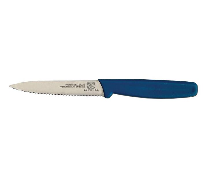 Omcan 4" Serrated Paring Knife with Polypropylene Handle - Blue - CA