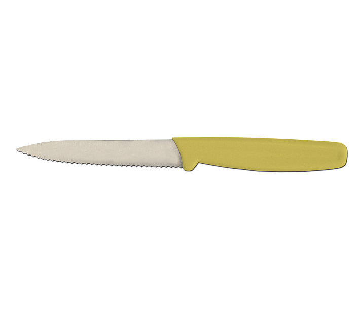 Omcan 3 1/4" Serrated Paring Knife with Yellow Handle - CA