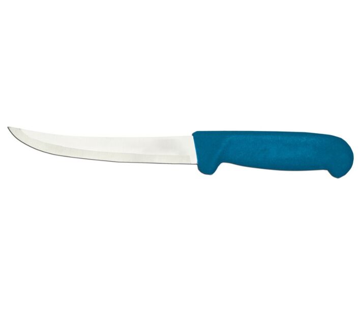Omcan 6" Curved Blade Boning Knife with Blue Polypropylene Handle - CA