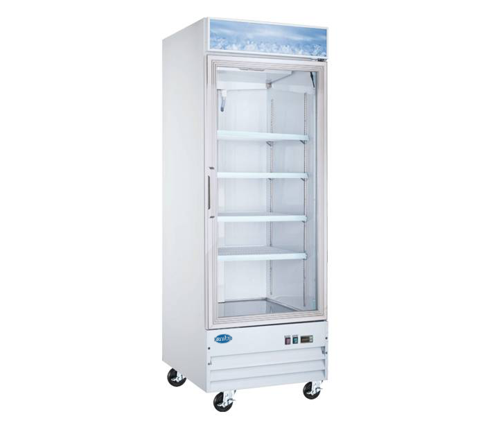 Zanduco 31" Single Door Swing Glass Freezer 23 cu.ft.- White - CA